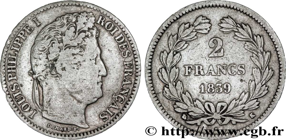 2 francs Louis-Philippe 1839 Bordeaux F.260/74 TB20 