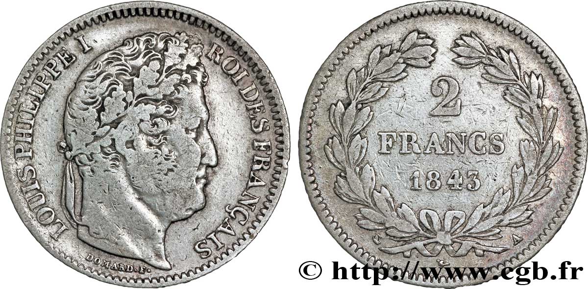 2 francs Louis-Philippe 1843 Paris F.260/92 S28 