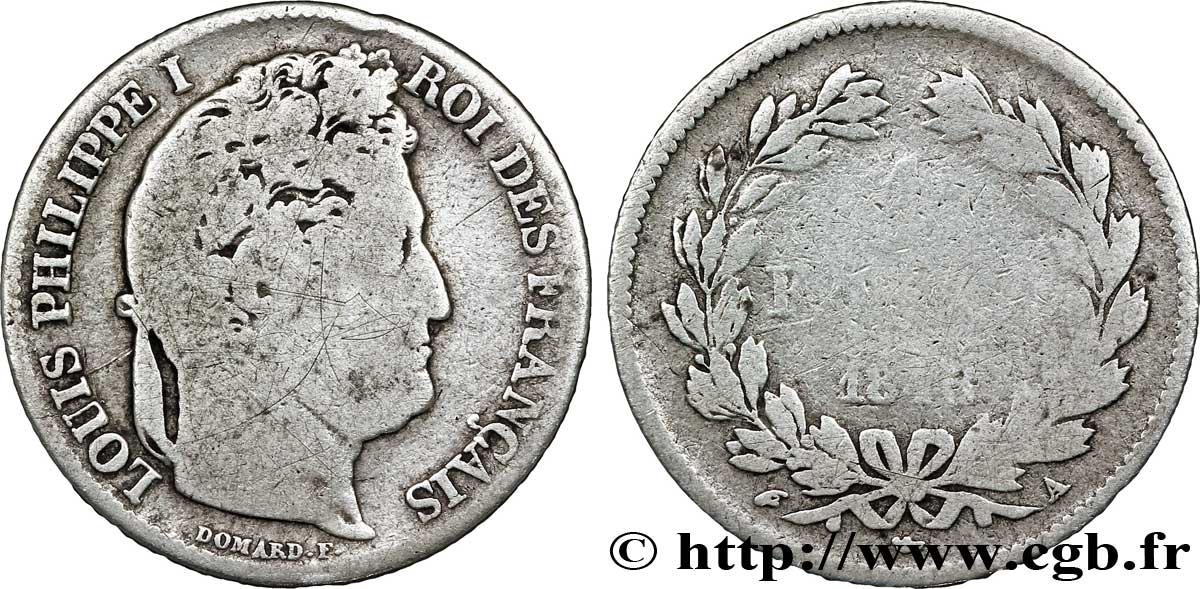 1 franc Louis-Philippe, couronne de chêne 1848 Paris F.210/113 MC5 