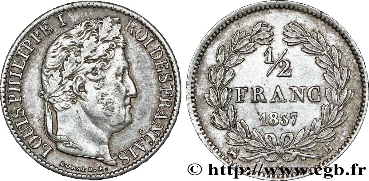 1/2 franc Louis-Philippe 1837 Rouen F.182/68 q.SPL 