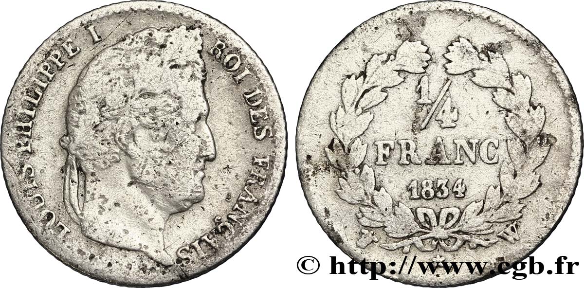 1/4 franc Louis-Philippe 1834 Lille F.166/48 S15 