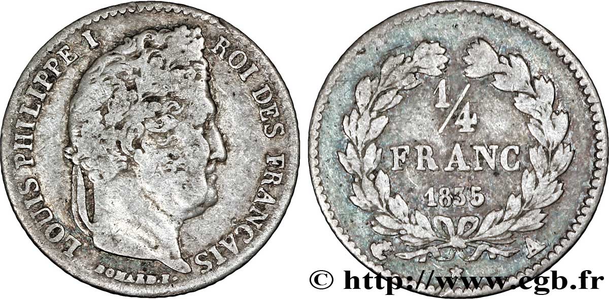 1/4 franc Louis-Philippe 1835 Paris F.166/49 TB20 