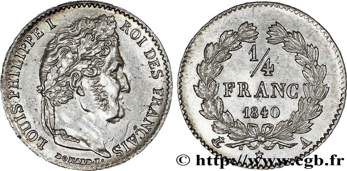 1/4 franc Louis-Philippe 1840 Paris F.166/80 EBC58 