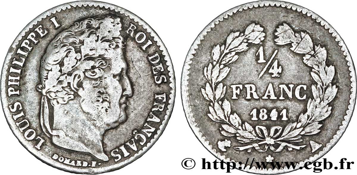 1/4 franc Louis-Philippe 1841 Paris F.166/85 TTB40 