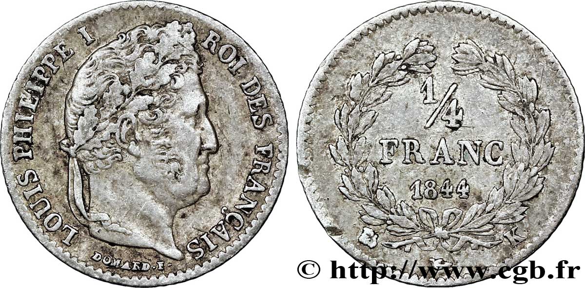1/4 franc Louis-Philippe 1844 Bordeaux F.166/100 TTB45 