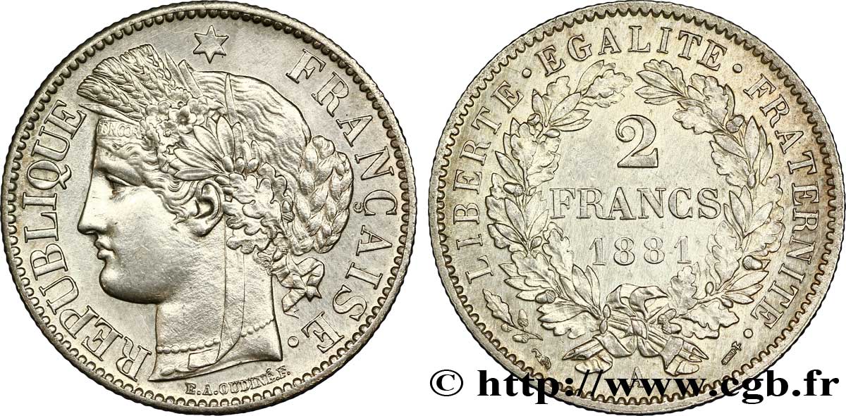 2 francs Cérès, avec légende 1881 Paris F.265/12 SUP 
