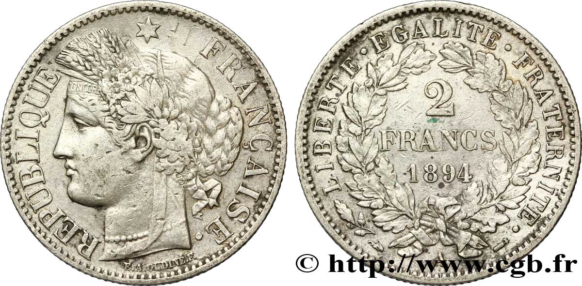 2 francs Cérès, avec légende 1894 Paris F.265/16 BB50 