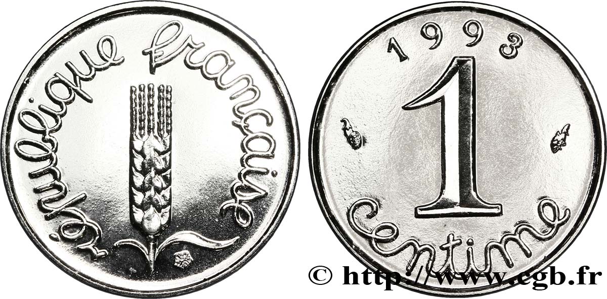 1 centime Épi, BU (Brillant Universel), frappe médaille 1993 Pessac F.106/53 FDC66 