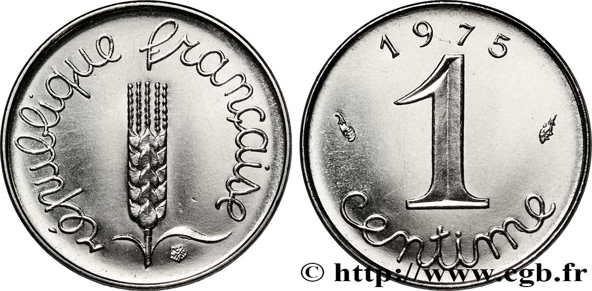 1 centime Épi, avec rebord 1975 Pessac F.106/28 SPL64 
