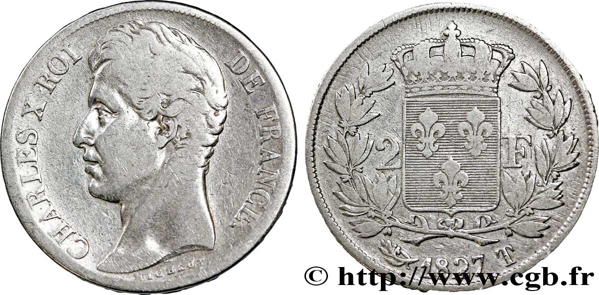 2 francs Charles X 1827 Nantes F.258/34 B13 