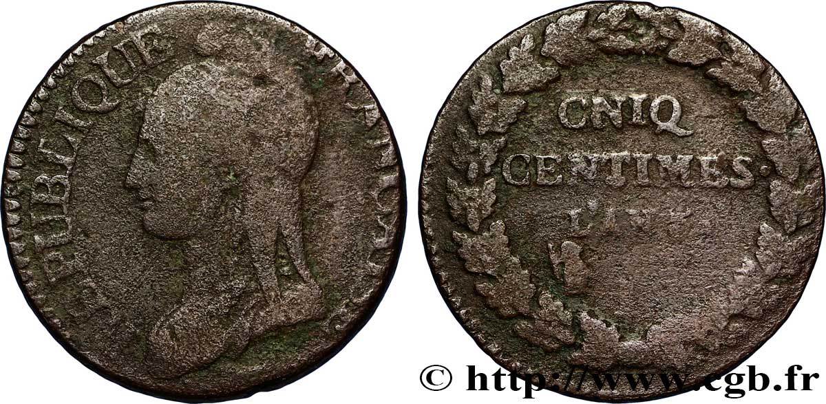 Cinq centimes Dupré, grand module 1797 Limoges F.115/25 B10 