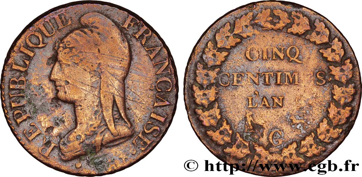 Cinq centimes Dupré, grand module 1801 Genève F.115/158 TTB40 