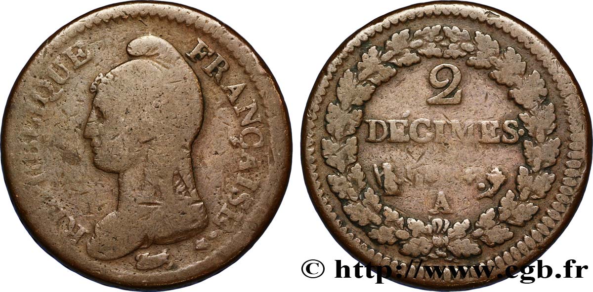 2 décimes Dupré 1796 Paris F.145/1 B10 