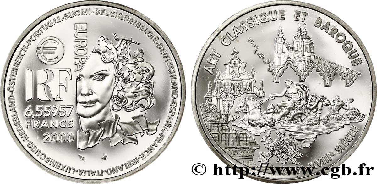 Belle Epreuve 6,55957 francs - Art Classique et Baroque 2000 Paris F.1255 1 MS70 