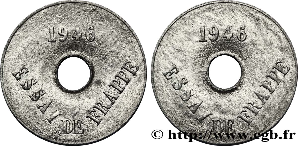 Essai de frappe de 20 centimes 1946  G.319 var AU58 