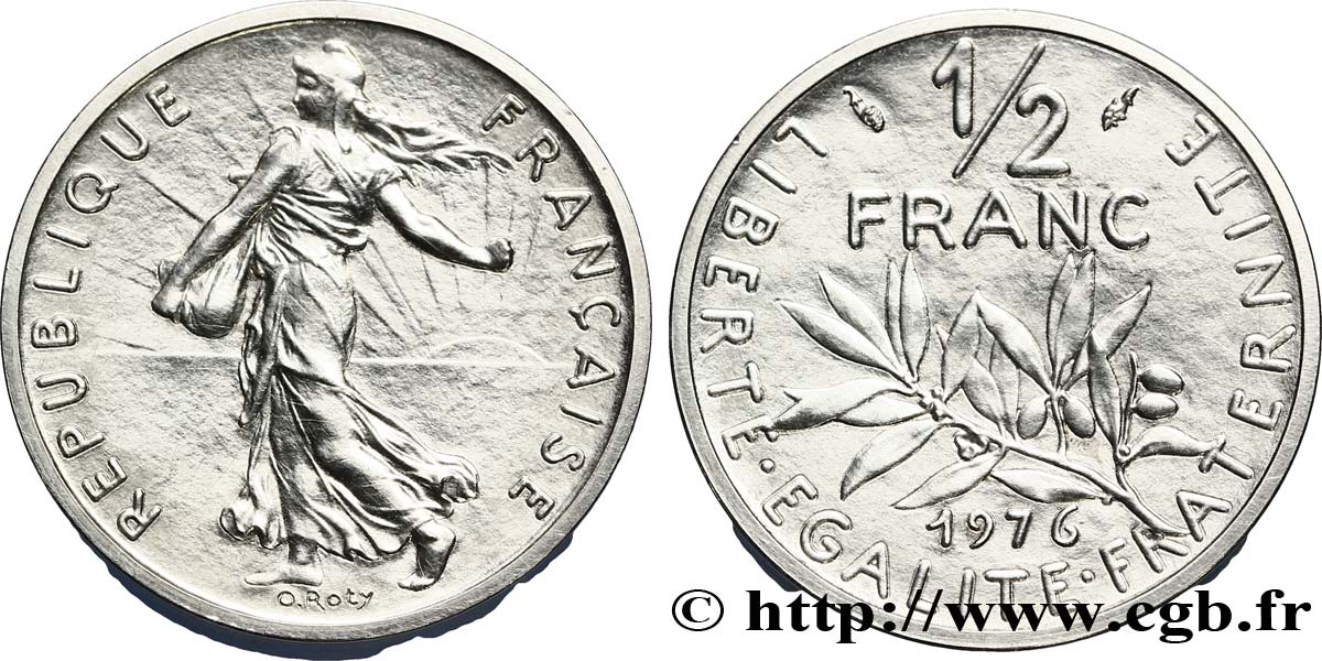 Piéfort argent de 1/2 franc Semeuse 1976 Pessac F.198/15P SC64 