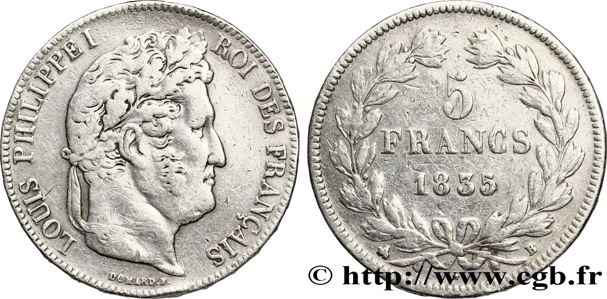 5 francs IIe type Domard 1835 Rouen F.324/43 VF30 