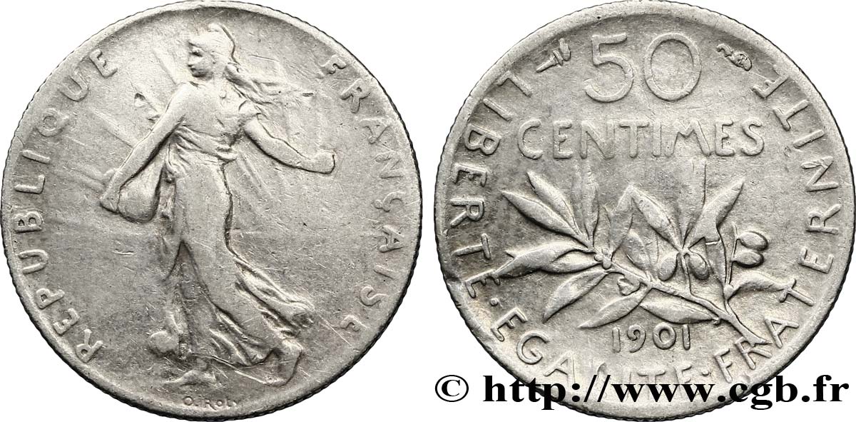 50 centimes Semeuse 1901  F.190/8 TB35 