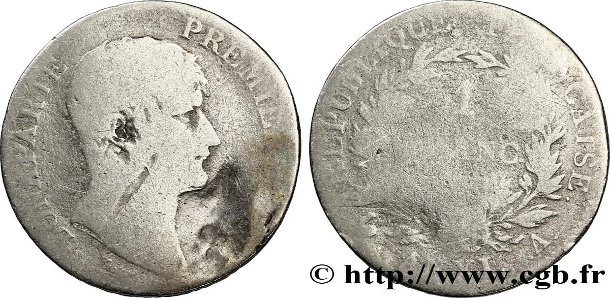 1 franc Bonaparte Premier Consul 1803 Paris F.200/1 AB3 