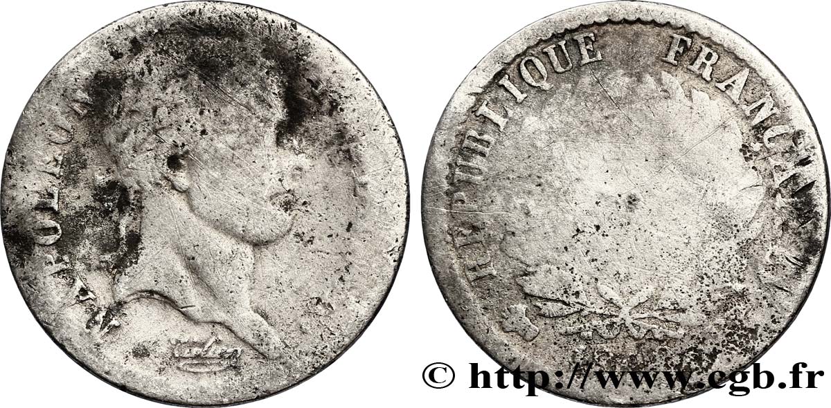 Demi-franc Napoléon Ier tête laurée, République française 1808 Strasbourg F.177/4 B6 