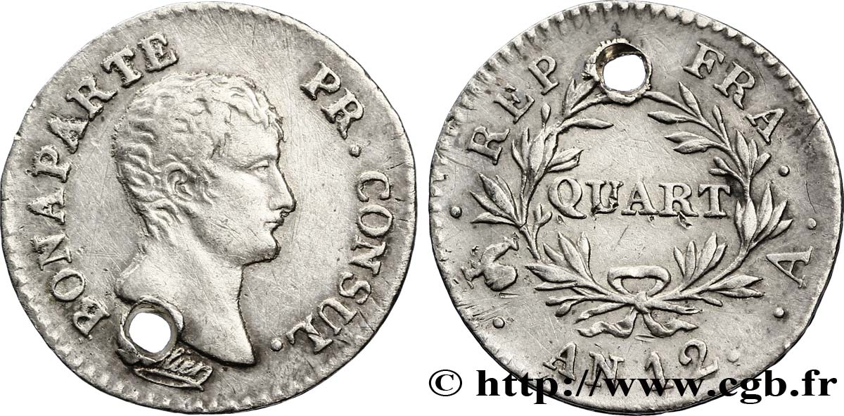 Quart (de franc) Bonaparte Premier Consul 1804 Paris F.157/1 XF 