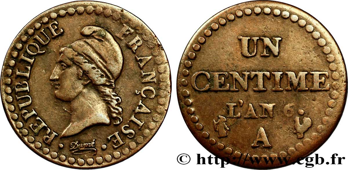 Un centime Dupré, petit 6 1798 Paris F.100/2 TTB40 