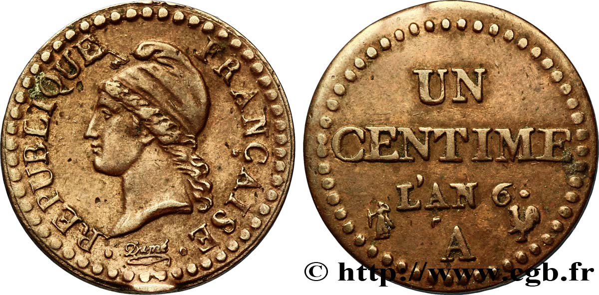 Un centime Dupré, petit 6 1798 Paris F.100/2 TTB45 