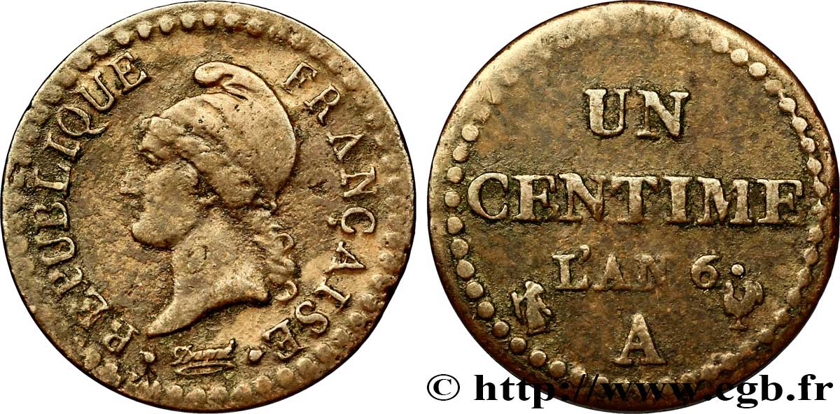 Un centime Dupré, 6 normal 1798 Paris F.100/3 TB20 