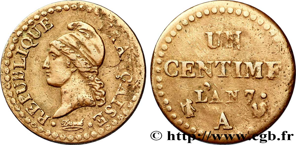 Un centime Dupré, 7 normal 1799 Paris F.100/15 TTB40 