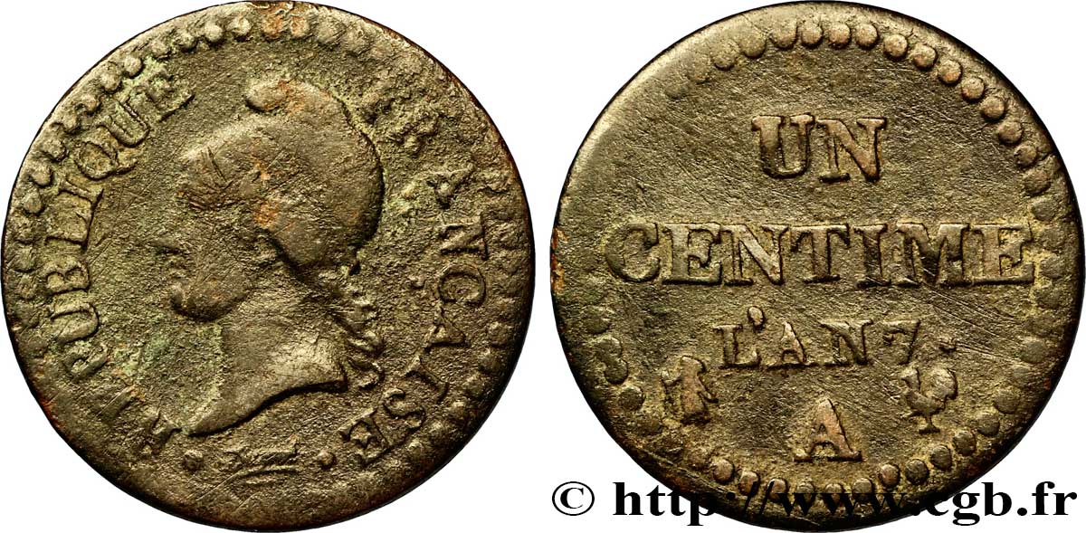 Un centime Dupré, petit 7 1799 Paris F.100/14 B12 