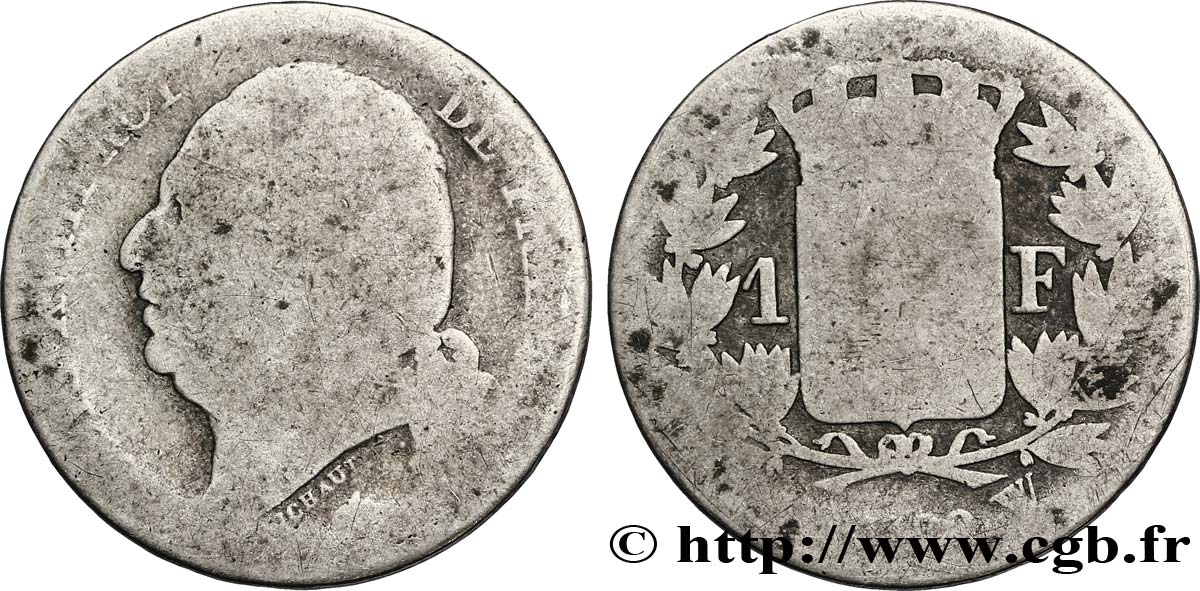 1 franc Louis XVIII 1822 Lille F.206/44 AB3 