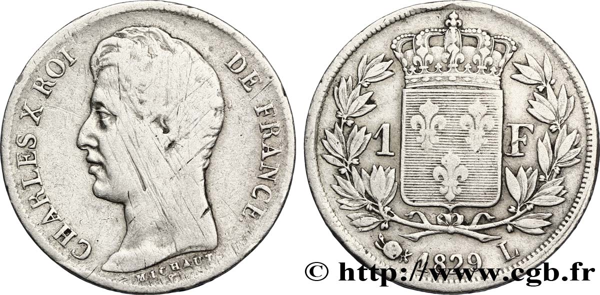 1 franc Charles X 1829 Bayonne F.207A/20 TB15 