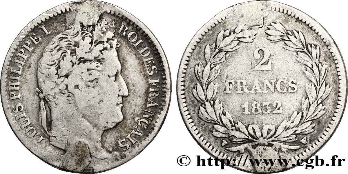 2 francs Louis-Philippe 1832 Lille F.260/16 MB 