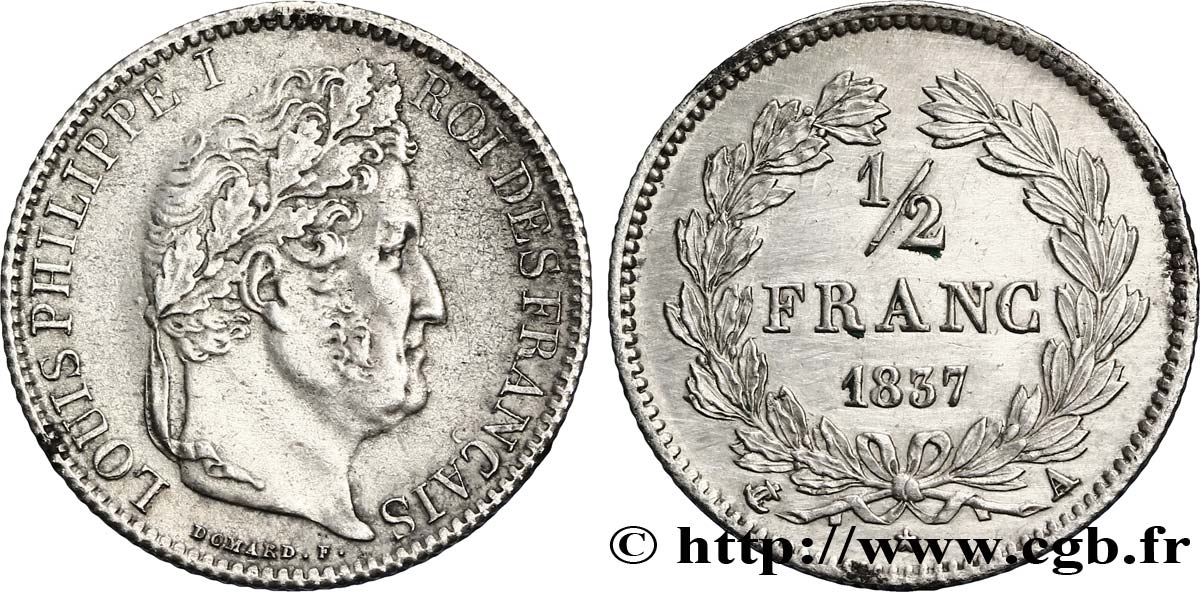 1/2 franc Louis-Philippe 1837 Paris F.182/66 TTB52 