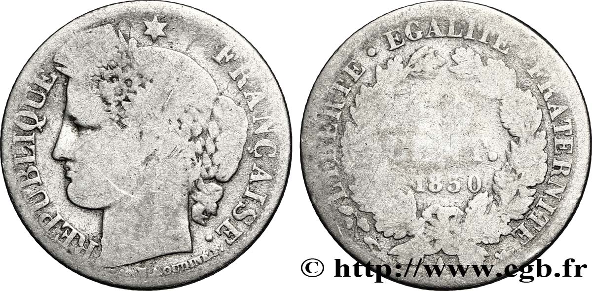50 centimes Cérès, IIe République 1850 Paris F.184/2 B8 