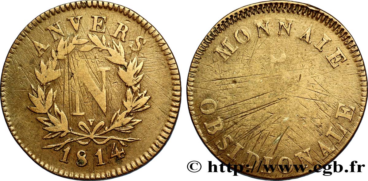 5 cent. Anvers à l’N, frappe de l’atelier de Wolschot 1814 Anvers F.115B/2 B8 