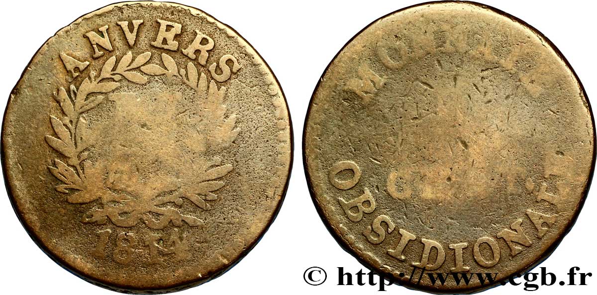 5 cent. Anvers à l’N, frappe de l’arsenal de la marine 1814 Anvers F.115C/1 AB3 