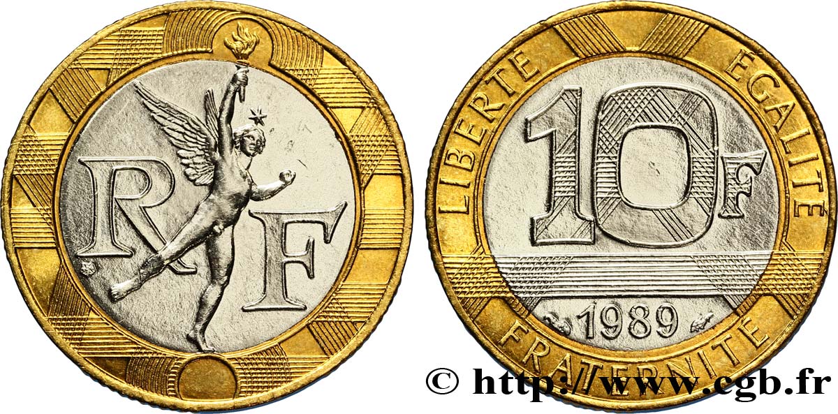 10 Francs Genie De La Bastille 1989