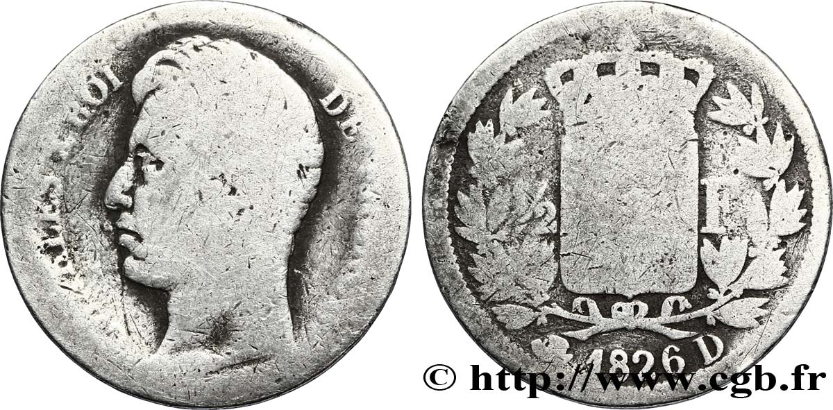 1/2 franc Charles X 1826 Lyon F.180/5 G5 