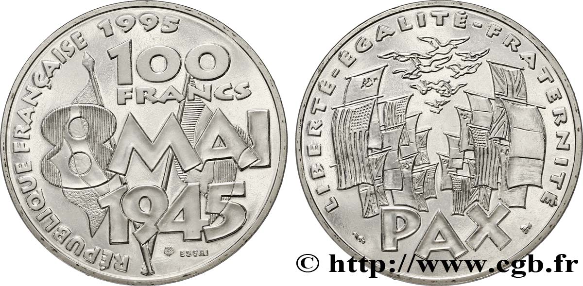 Essai de 100 francs 8 Mai 1945 1995 Pessac F.463/1 MS64 