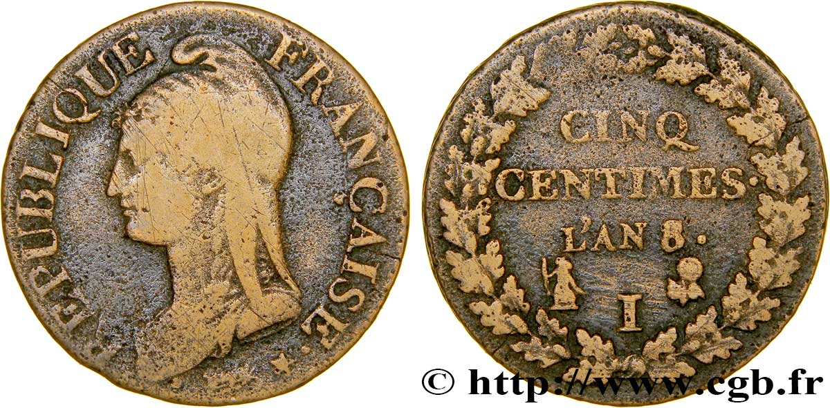 Cinq centimes Dupré, grand module 1800 Limoges F.115/128 TB25 