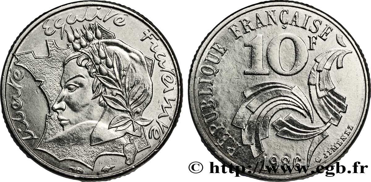10 francs Jimenez 1986  F.373/3 AU55 