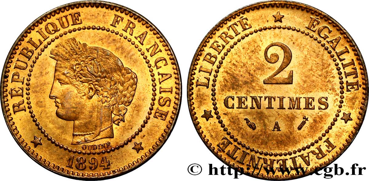 2 centimes Cérès 1894 Paris F.109/20 EBC62 