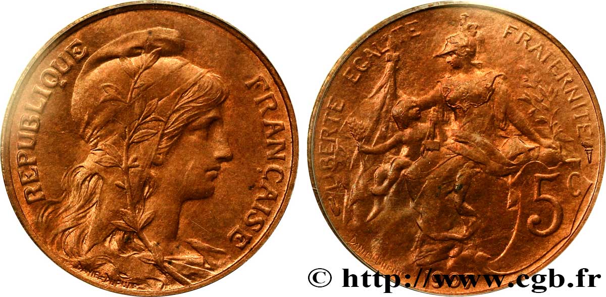 5 centimes Daniel-Dupuis 1907  F.119/17 SPL64 