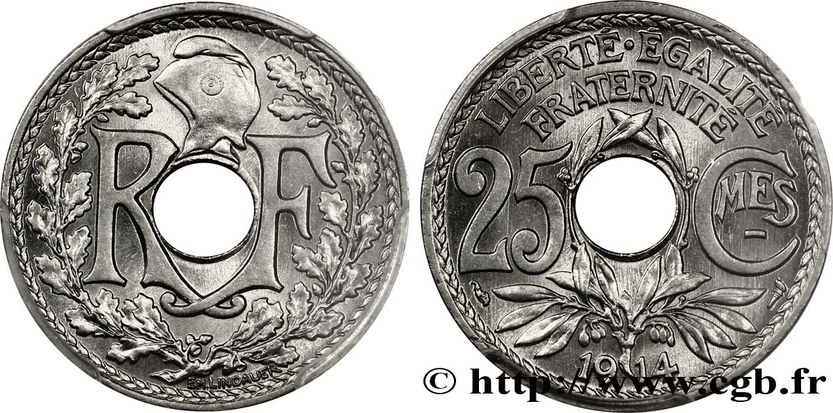 25 centimes Lindauer, Cmes souligné 1914  F.170/2 FDC65 
