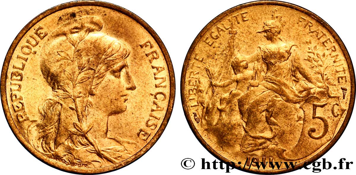 5 centimes Daniel-Dupuis 1911  F.119/23 SUP60 