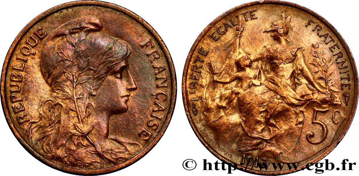 5 centimes Daniel-Dupuis 1913  F.119/25 XF48 