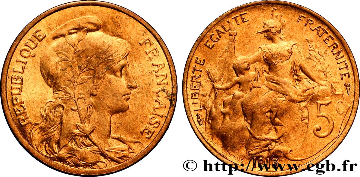 5 centimes Daniel-Dupuis 1913  F.119/25 MS63 