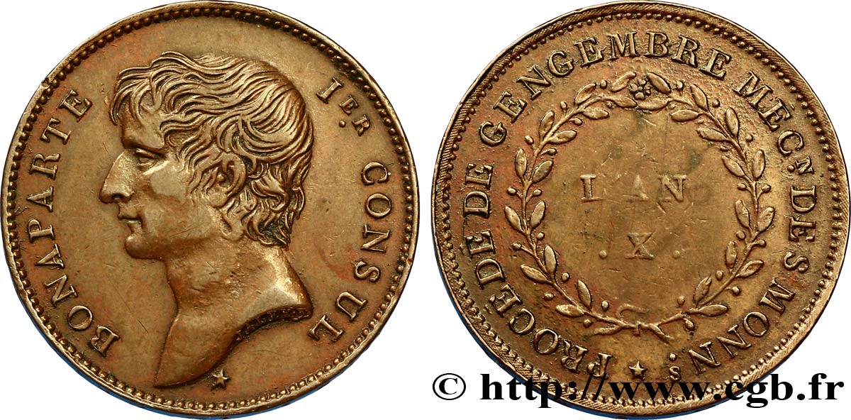 Essai au module de 2 francs Bonaparte par Jaley d après le procédé de Gengembre 1802 Paris VG.977  TTB48 