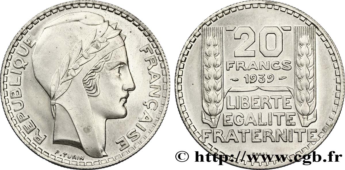 Essai de 20 francs Turin, en cupro-nickel 1939 Paris VG.-  SPL64 